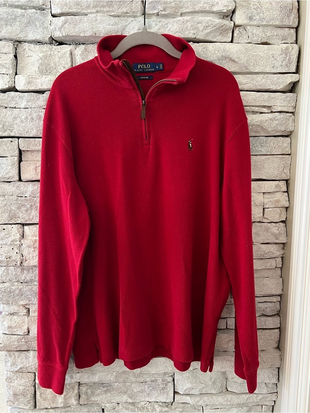 Polo by Ralph Lauren Men’s Red Quarter Zip Pullover Sweater Size Large